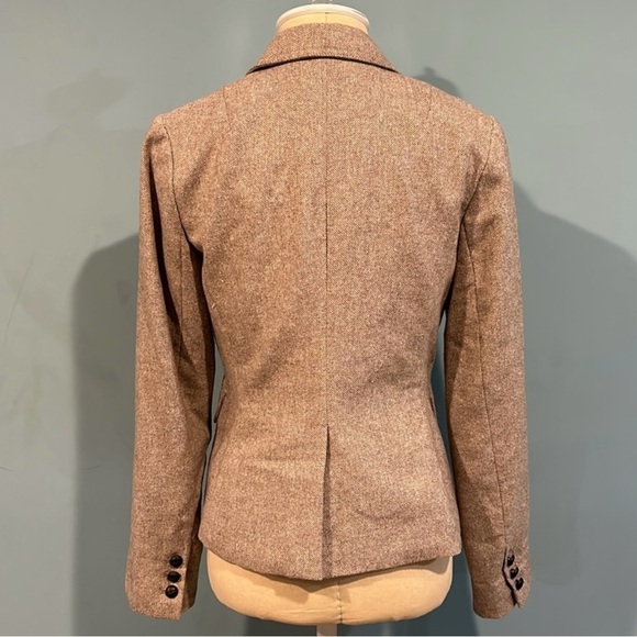 Banana Republic Factory Wool Blend Tweed Blazer size 2 Double Button Oatmeal - Picture 2 of 9